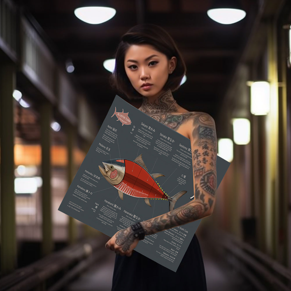 Bluefin Tuna Sushi Poster - Hon Maguro - 24X18