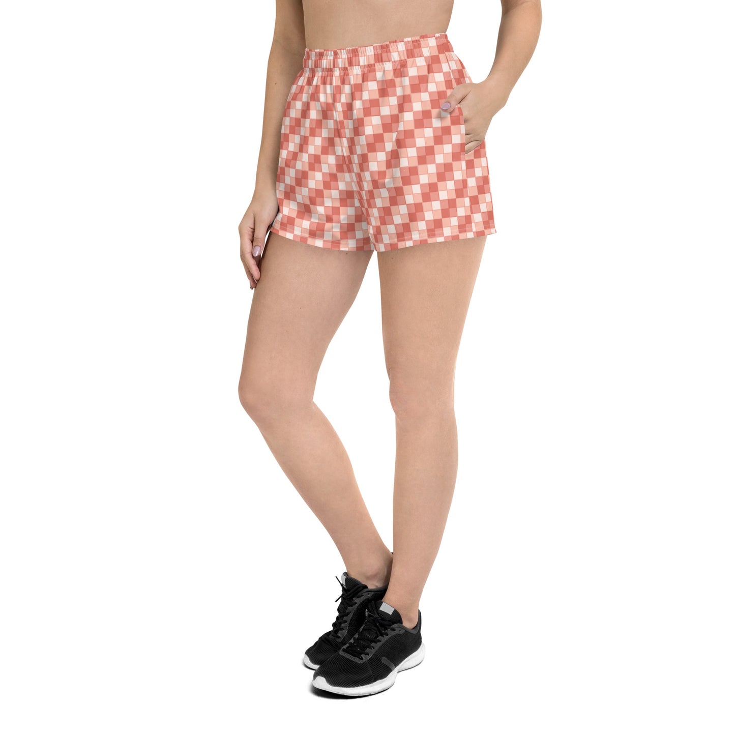 Women’s Pink Salmon Ichimatsu Pattern Recycled Shorts