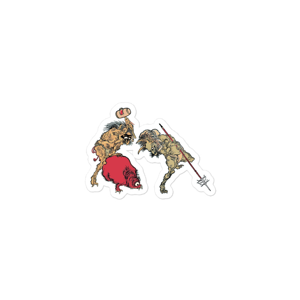 Hunting Demons and Monster Pig Sticker: Kawanabe Ukiyo-e Japanese Art