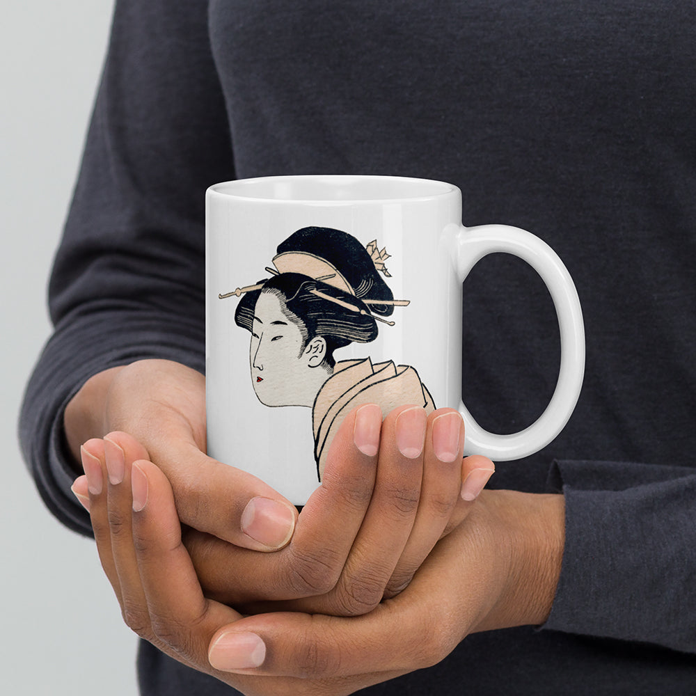 Moto Geisha White glossy mug