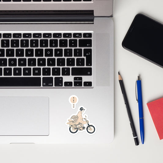 Motorcycle Riding Geisha Sticker: Modern Japanese Ukiyo-e Art (Free US Shipping)