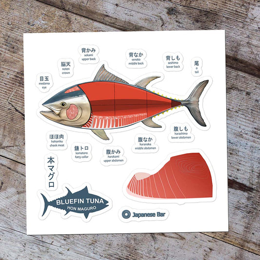 Bluefin Tuna Sushi and Sashimi Sticker Set 5.5"