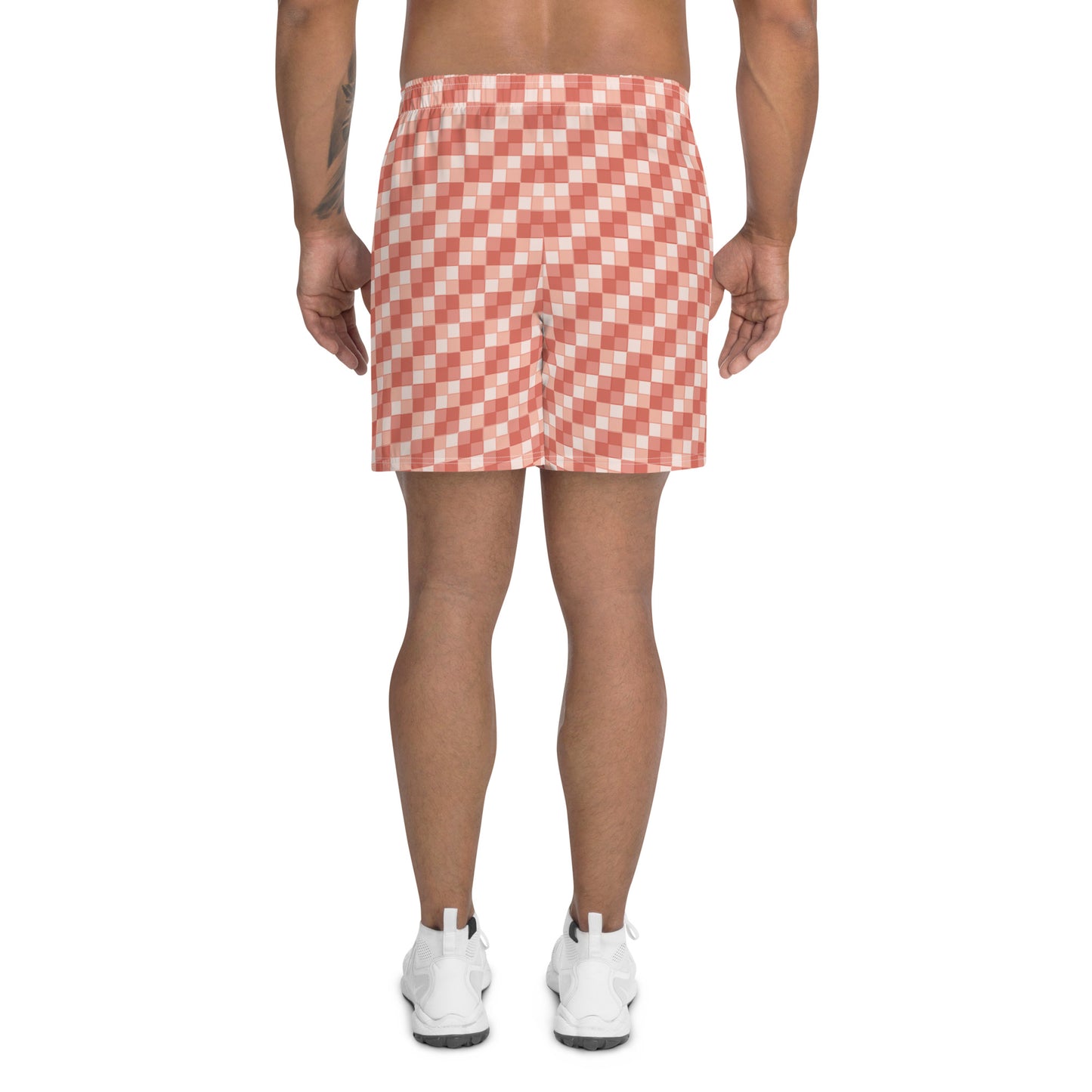 Men's Pink Salmon Ichimatsu Pattern Recycled Shorts