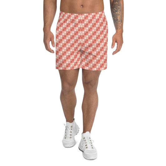 Men's Pink Salmon Ichimatsu Pattern Recycled Shorts