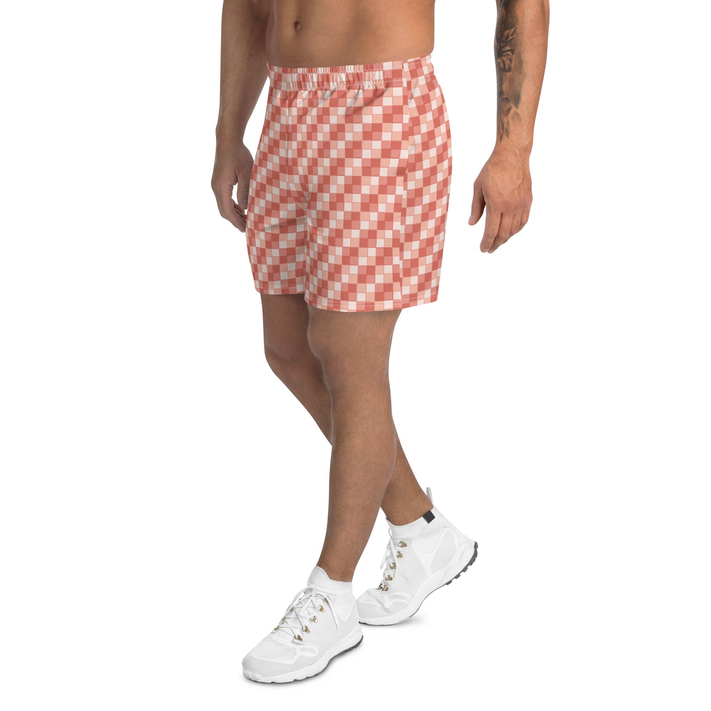 Men's Pink Salmon Ichimatsu Pattern Recycled Shorts