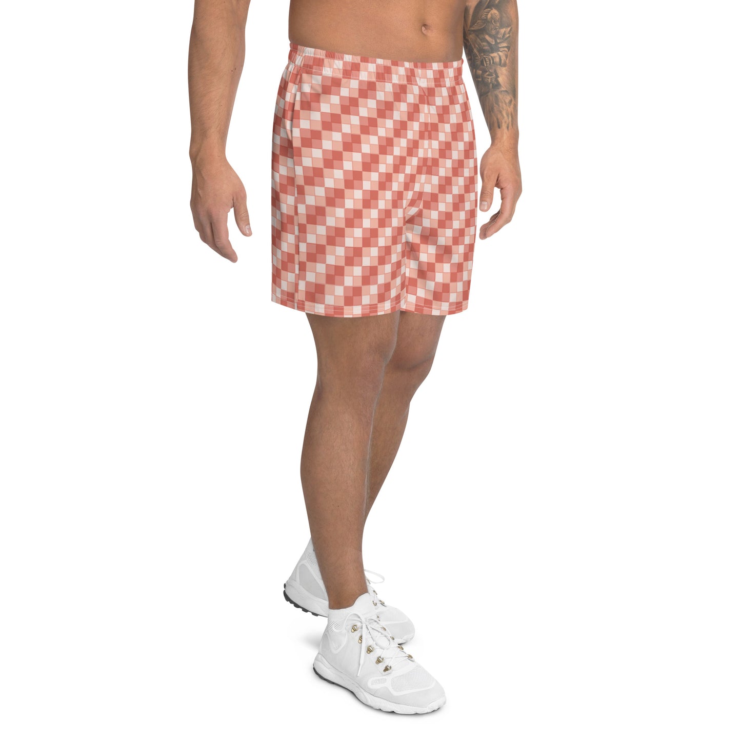 Men's Pink Salmon Ichimatsu Pattern Recycled Shorts