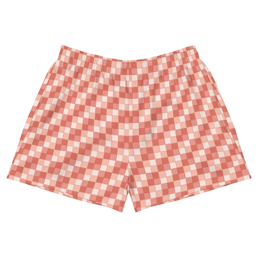 Women’s Pink Salmon Ichimatsu Pattern Recycled Shorts