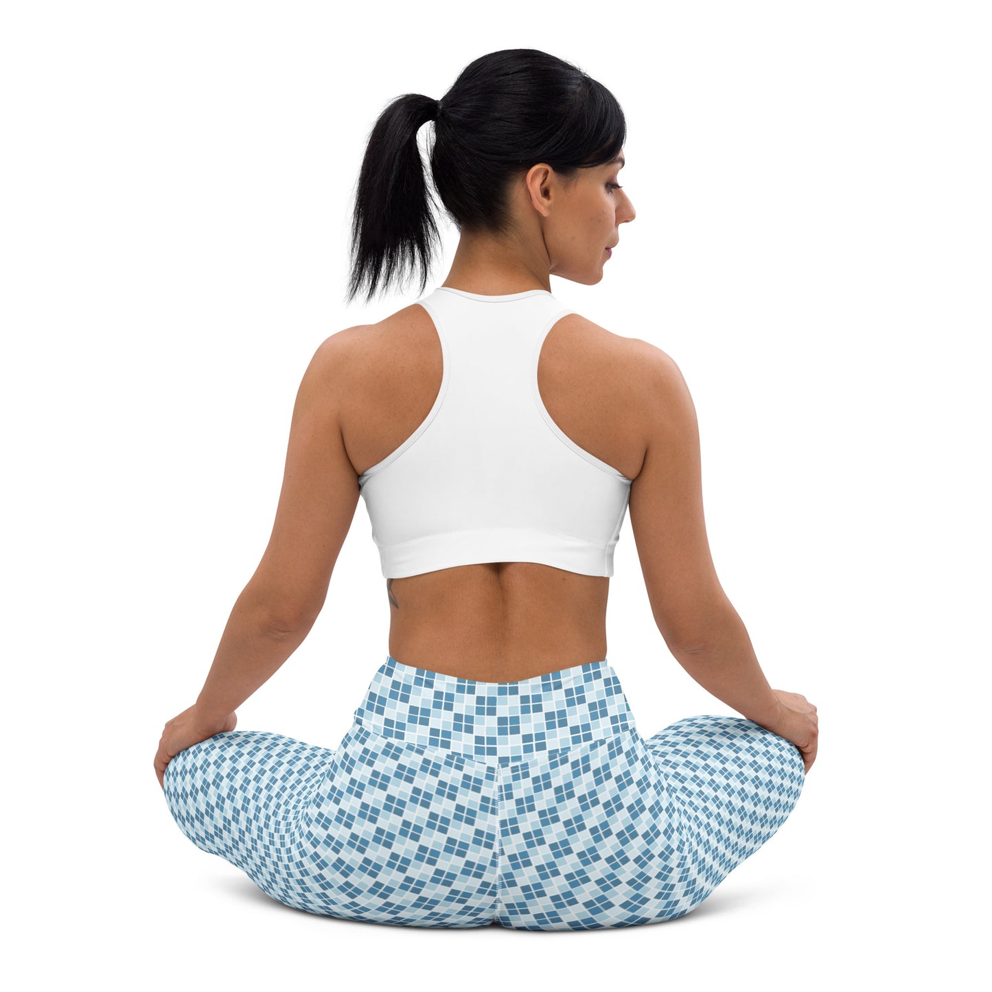 Blue Ocean Ichimatsu Japanese Yoga Leggings