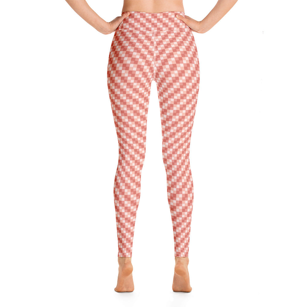 Pink Salmon Ichimatsu Japanese Yoga Leggings