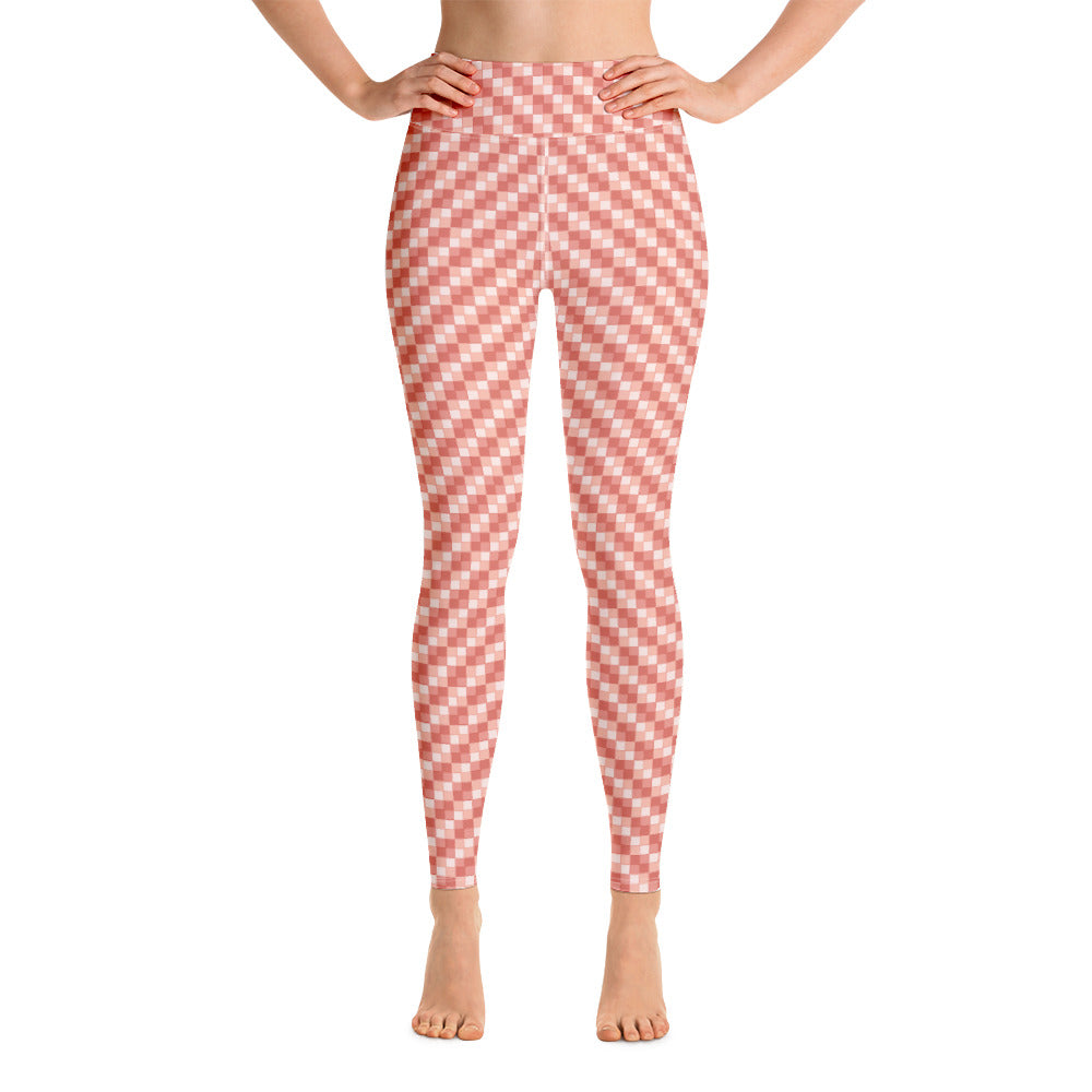 Pink Salmon Ichimatsu Japanese Yoga Leggings