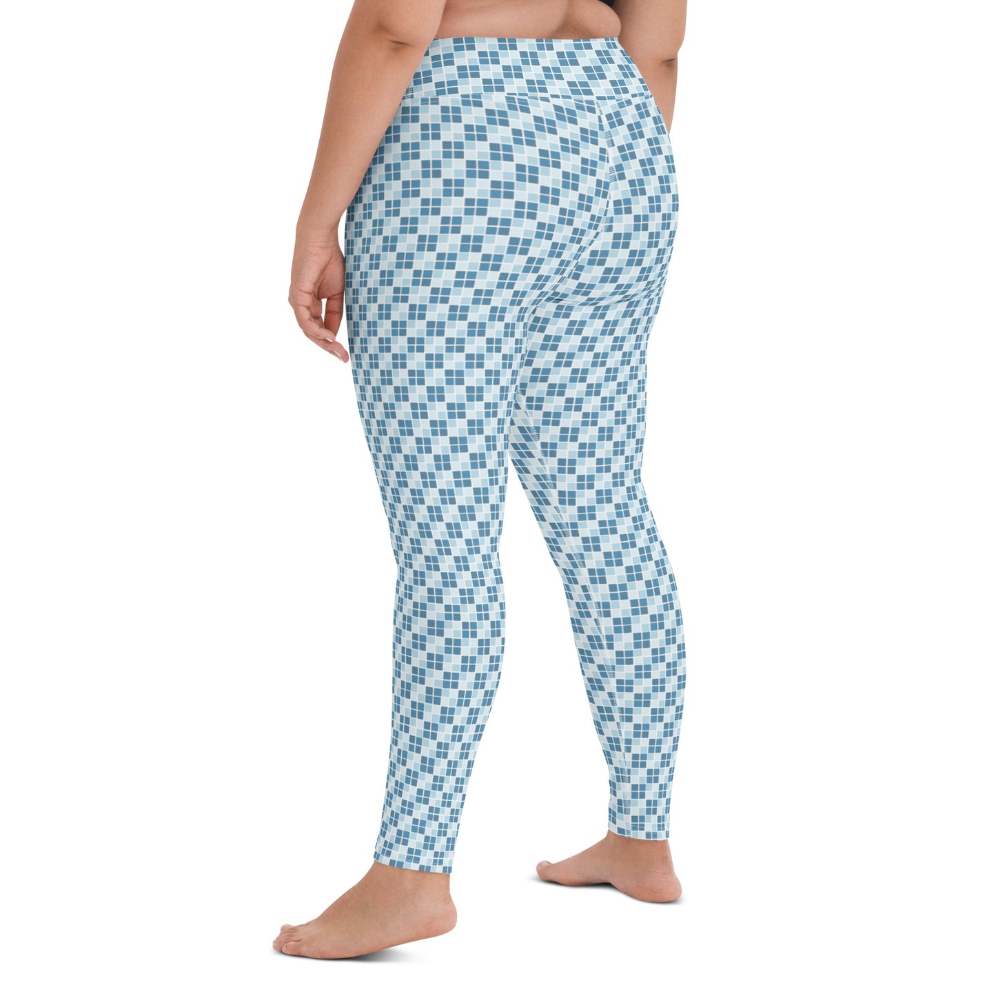 Blue Ocean Ichimatsu Japanese Yoga Leggings