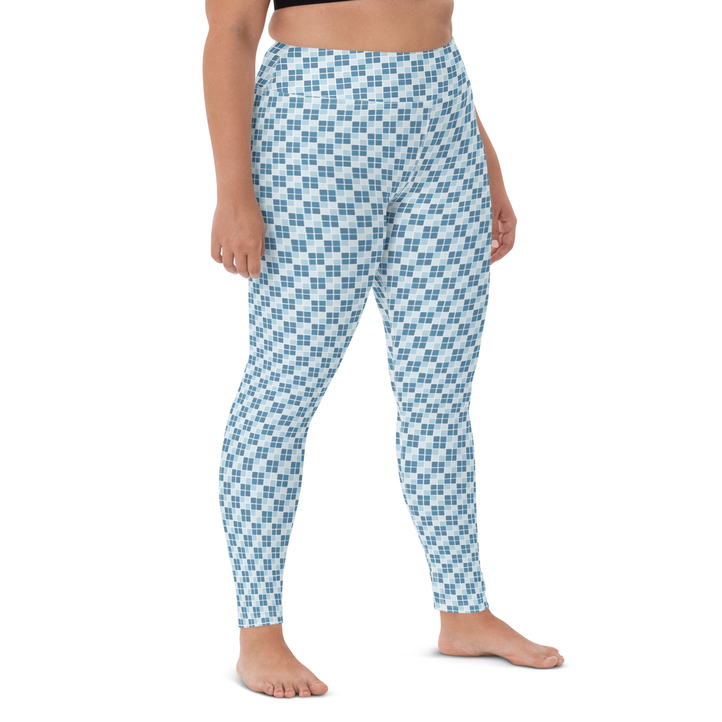 Blue Ocean Ichimatsu Japanese Yoga Leggings