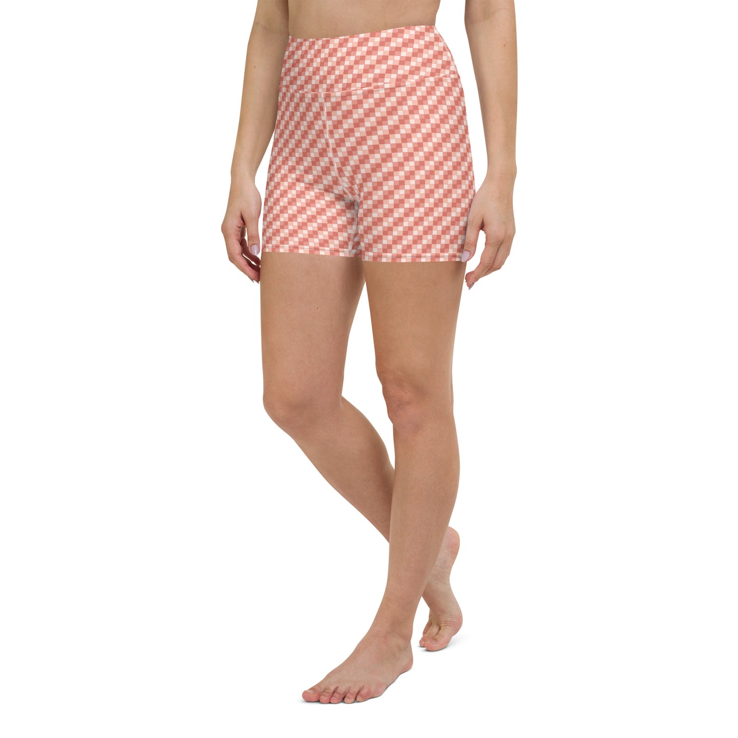 Pink Salmon Ichimatsu Japanese Yoga Shorts