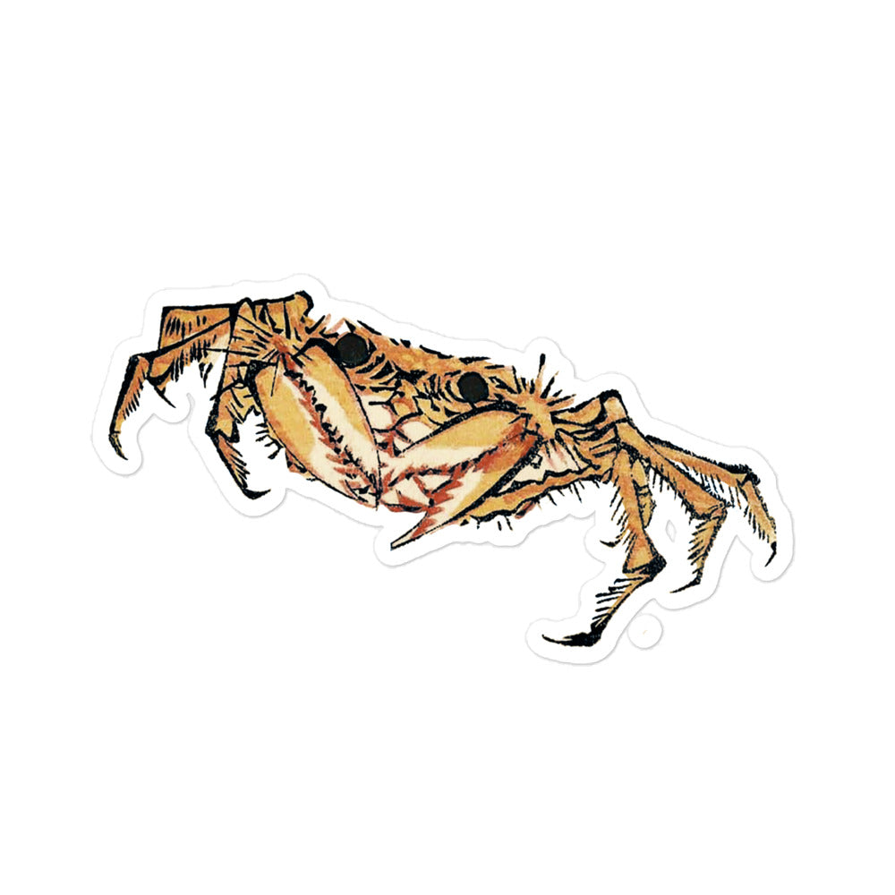 Japanese Crab Sticker: Classic Ukiyo-e Art, Bubble-Free