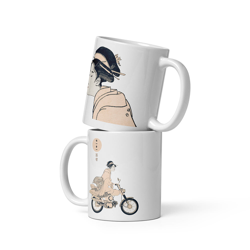 Moto Geisha White glossy mug