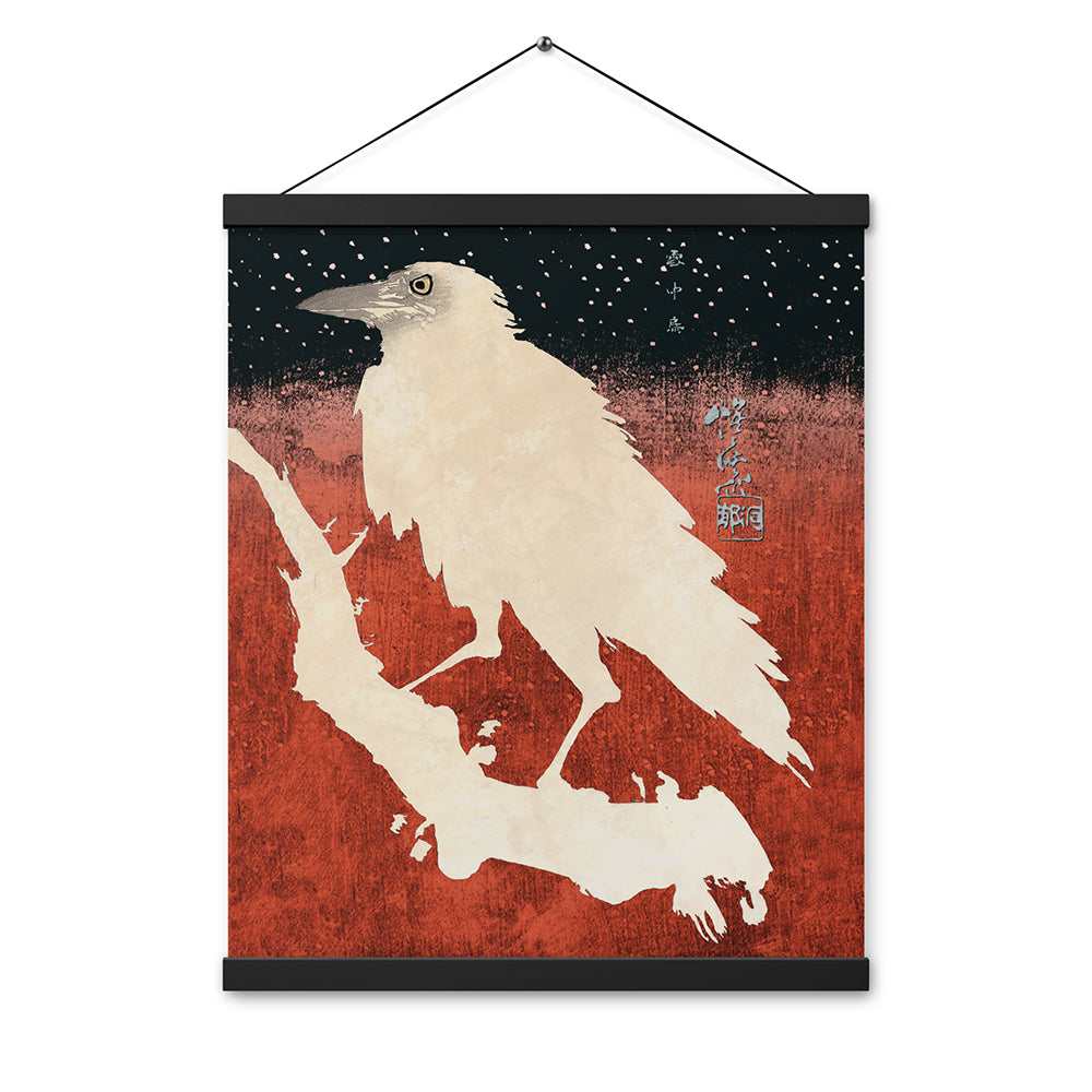 Crow in the Snow Hanging Poster: Japanese Ukiyo-e Art Print 16x20