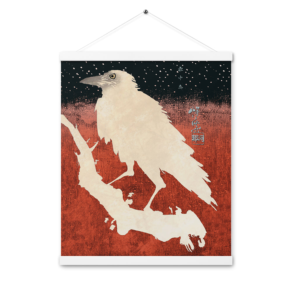 Crow in the Snow Hanging Poster: Japanese Ukiyo-e Art Print 16x20