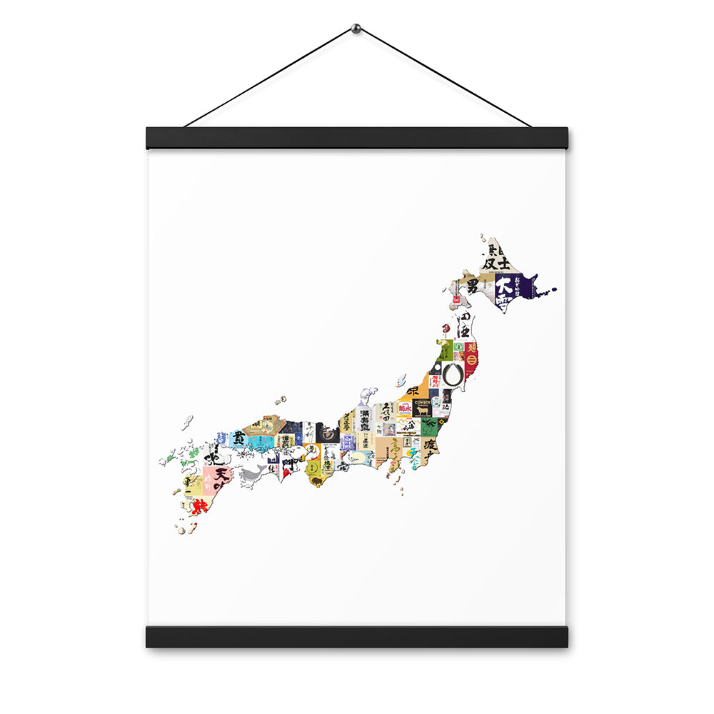 Sake Label Map of Japan Hanging Print - Minimalistic, Modern Poster