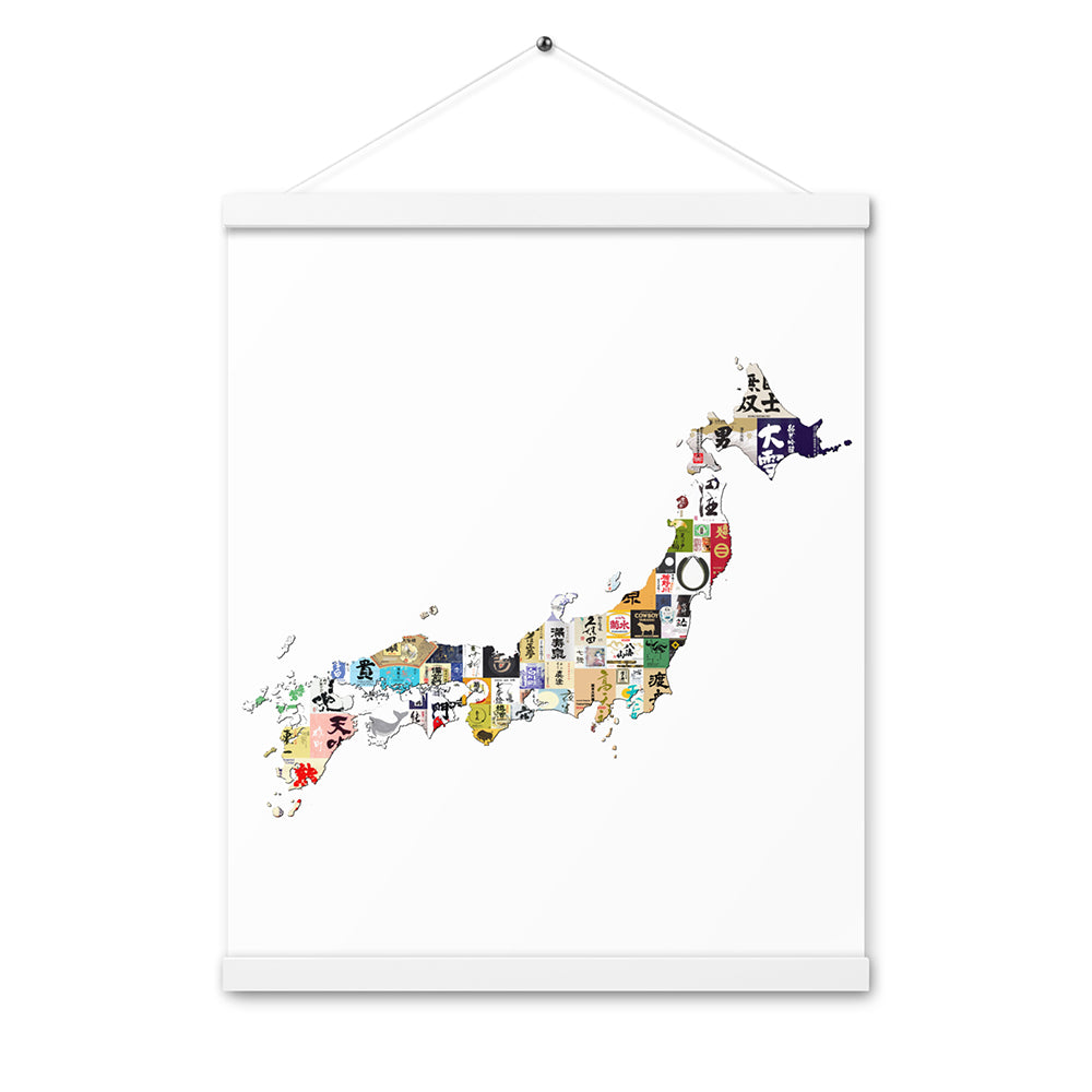 Sake Label Map of Japan Hanging Print - Minimalistic, Modern Poster